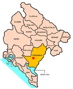Location of Komuna e Podgoricës