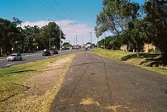 Former and current alignment of Logan Road, 2013