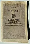 "Series F" Austrian Passport, issued 1970