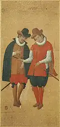 Hasegawa Nobukata painting of two "Western warriors." Edo period, early 17th century.