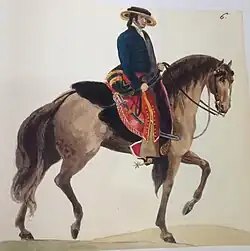 Same type of jarano hat with a very, thick black hatband (1825)
