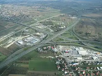 An aerial view of Lučko interchange
