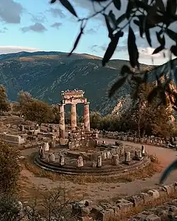 Ancient Greek Doric columns of the Tholos of Delphi, Greece, c.375 BC[18]