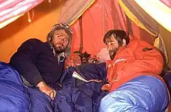 Borče Jovčevski and Dimitar Ilievski in a tent.