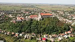 View of the Palanok Castle hill.