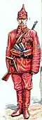 Trotsky's Red Latvian riflemen, color illustration