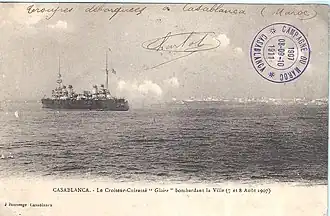 Uprisings in Casablanca in July 1907 over the application terms of the Treaty of Algeciras led to the Bombardment of Casablanca.