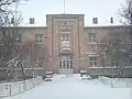 A view of Safavi High School in Ardabil on a snowy day