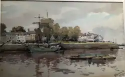 A Boat moored at High Tide, St. Valery-sur-Somme (1910), private collection