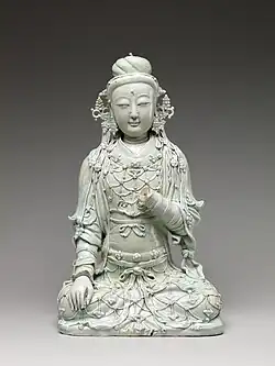 Figure of a bodhisattva, Qingbai ware, Yuan dynasty (14th century). Metropolitan Museum of Art.