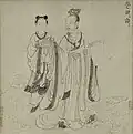 A partial view of Zhang Wo's Nine Songs Scroll from the Yuan Dynasty, featuring an image of Shao Siming.