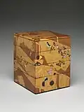 An 18th century wood, gold and silver foil jūbako
