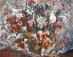 Flower Basket with Amaryllis, Lilac, Roses and Tulips (1914), oil on canvas, 109.4 x 138.8&nbsp;cm., collection unknown