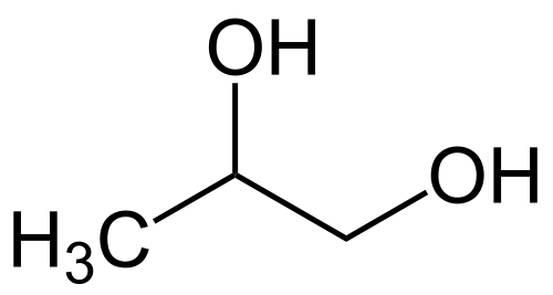 2D representation of the chemical structure of Propylene glycol.