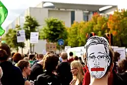 Image 21Protesters in support of American whistleblower Edward Snowden, Berlin, Germany, August 2014 (from Political corruption)