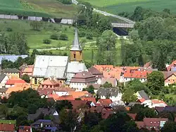 Town center of Scheßlitz with the Church of Saint Kilian