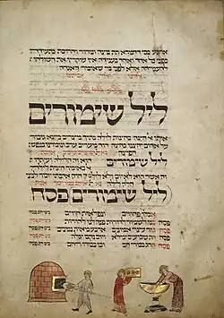 The baking of unleavened bread for Passover