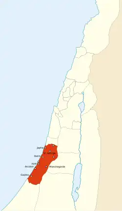 Location of Jaffa and Ascalon