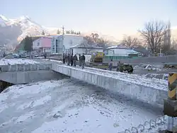 Image 19Chinese workers build a bridge on the road between Dushanbe and Khujand, 2007 (from Transport in Tajikistan)
