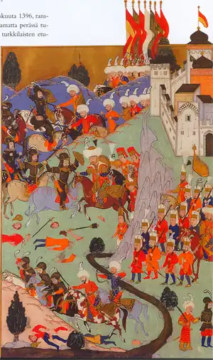Ottoman Ghazi cavalrymen during the Battle of Nicopolis.[90]