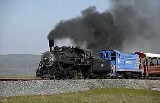No. 18 hauling an excursion train on the Sierra Railroad on March 20, 2008