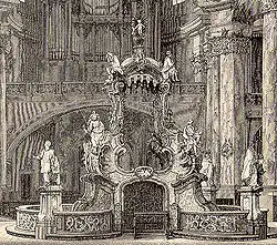 1891 drawing showing the stucco on the Gnadenaltar of the Pilgrimage Church of Vierzehnheiligen in Bad Staffelstein