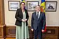Ambassador Katarina Fried (2021–2025) and President of the Moldovan Parliament Igor Grosu.