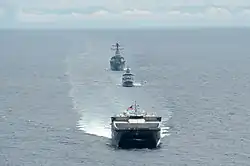 KDB Darussalam (06), KDB Afiat (20), USS McCampbell, and USNS Millinocket during CARAT 2016.