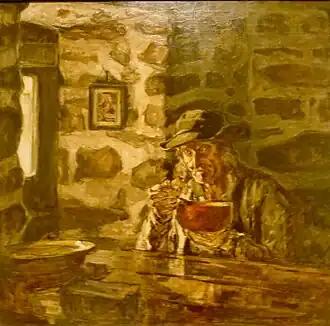 Germain David-Nillet's "Un vieux chouan" or "Breton à table" Painted around 1906, this oil on canvas is held in the Musée du Faouët.