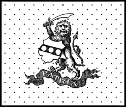 1747 flag of Pennsylvania Associators[37] (now the modern 111th Infantry Regiment and 28th Infantry Division) designed by Ben Franklin. (The field is of buff)[38]