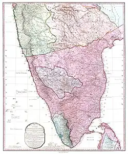 1800 map of the Indian peninsula and Ceylon