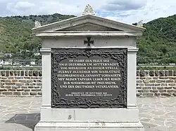 Monument on the bank of the Rhine commemorating the January 1814 crossing of Blücher's forces, erected in 1853