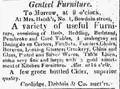 Advertisement for furniture auction, 1816