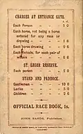 Back cover showing entrance gate charges