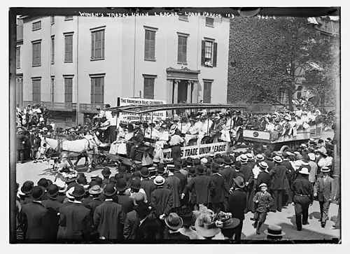 Labor Day Parade, float of Women's Trade Union League, New York, 1908 September 7