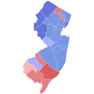 Image 33Results of the 1910 gubernatorial election in New Jersey. Wilson won the counties in blue. (from History of New Jersey)