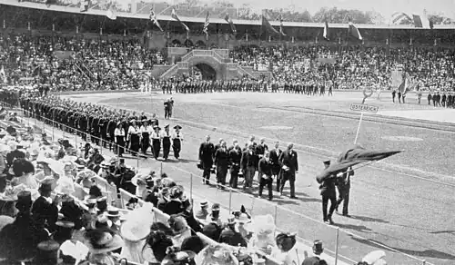 Separate Austrian team at the 1912 Summer Olympics with unidentified flag