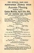 1914 AJC Champagne Stakes page showing raceday officials