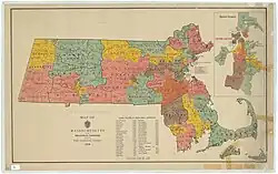 Map of districts of the Massachusetts state senate apportioned in 1916