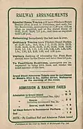 Back cover showing entrance gate and railway charges