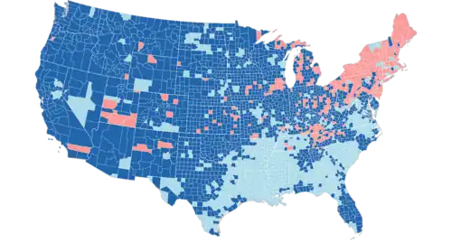 1928 - 1932 Presidential Election County Flips. Dark blue indicates a red 28 county - blue 32 county, light blue indicates it voted blue both times, and light red indicates it voted red both times.