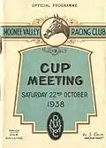 1938 W S Cox Plate racebook front cover