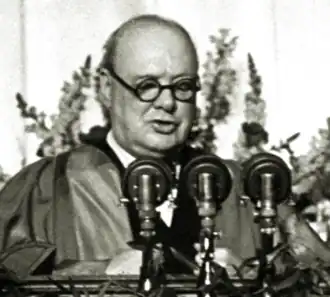 Churchill delivering the speech (March 5, 1946)
