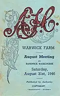 1946 AJC Warwick Stakes racebook front cover