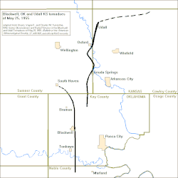 1955 tornado tracks map