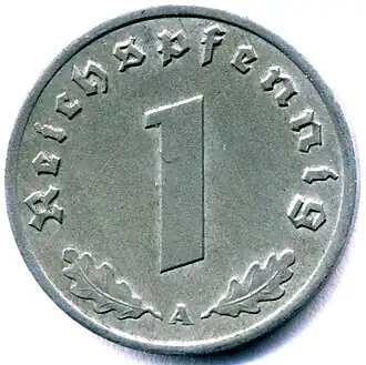 Wartime zinc 1 Reichspfennig (reverse)