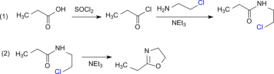 Synthese von 2-Ethyl-2-oxazolin mit Chlorethylamin