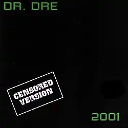 The censored album cover, completely removing the cannabis icon, while also adding a white stamp that reads "CENSORED VERSION" as it suggests, and changing the pitch-black background to an abstract black, relief ink texture.