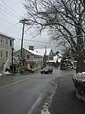 Looking southwest down Spring Street to the Christmas tree in Dock Square