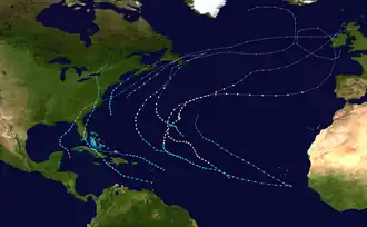 A map of the tracks of all the storms of the 2006 Atlantic hurricane season